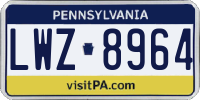 PA license plate LWZ8964