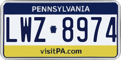 PA license plate LWZ8974