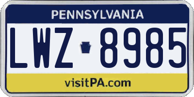 PA license plate LWZ8985