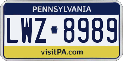 PA license plate LWZ8989