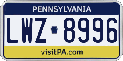 PA license plate LWZ8996