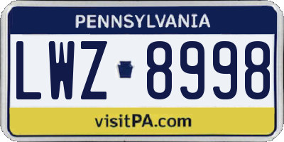 PA license plate LWZ8998