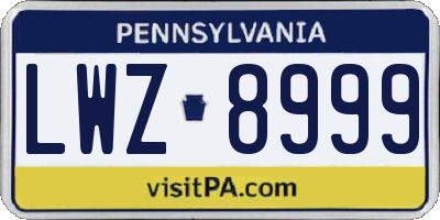 PA license plate LWZ8999