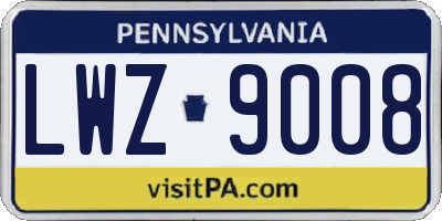 PA license plate LWZ9008