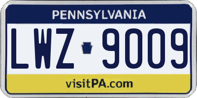 PA license plate LWZ9009