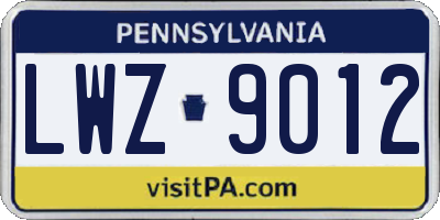 PA license plate LWZ9012