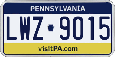 PA license plate LWZ9015