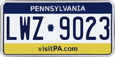 PA license plate LWZ9023