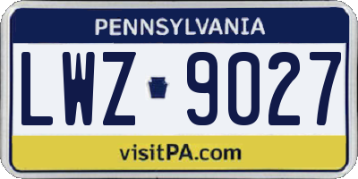 PA license plate LWZ9027