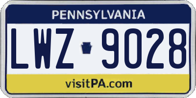 PA license plate LWZ9028