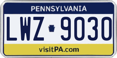 PA license plate LWZ9030