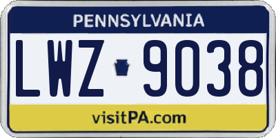 PA license plate LWZ9038