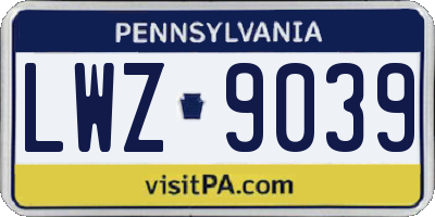PA license plate LWZ9039