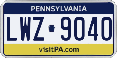 PA license plate LWZ9040