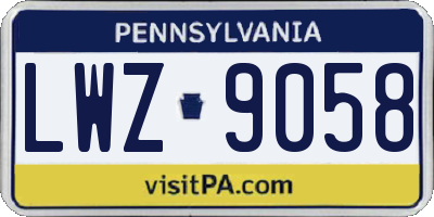 PA license plate LWZ9058