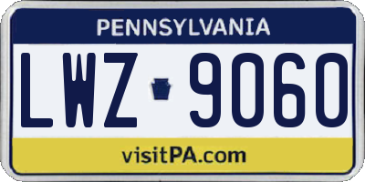 PA license plate LWZ9060