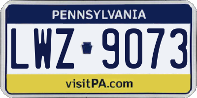 PA license plate LWZ9073