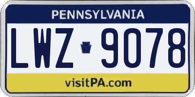 PA license plate LWZ9078