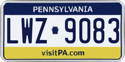 PA license plate LWZ9083