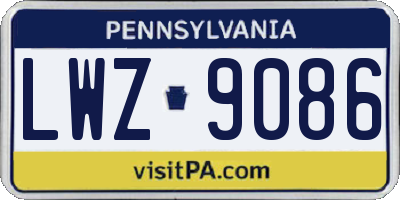 PA license plate LWZ9086