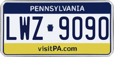 PA license plate LWZ9090