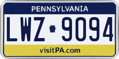 PA license plate LWZ9094