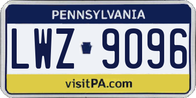PA license plate LWZ9096