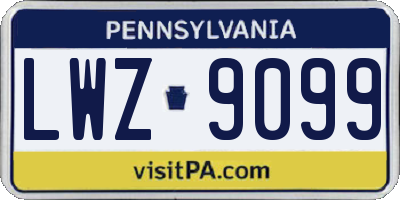 PA license plate LWZ9099