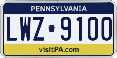 PA license plate LWZ9100