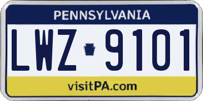 PA license plate LWZ9101