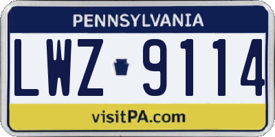 PA license plate LWZ9114