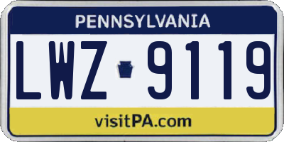 PA license plate LWZ9119