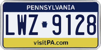 PA license plate LWZ9128