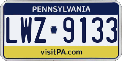 PA license plate LWZ9133