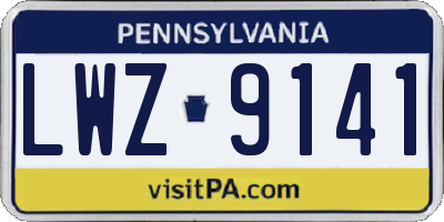 PA license plate LWZ9141