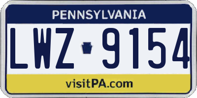 PA license plate LWZ9154