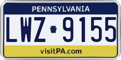 PA license plate LWZ9155