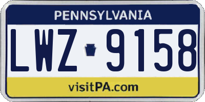 PA license plate LWZ9158