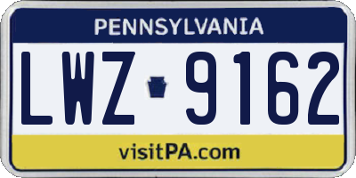 PA license plate LWZ9162