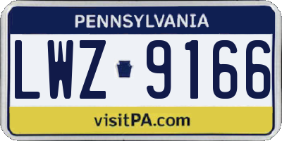 PA license plate LWZ9166