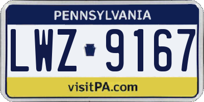PA license plate LWZ9167