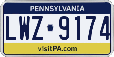 PA license plate LWZ9174
