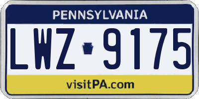 PA license plate LWZ9175