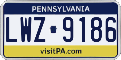 PA license plate LWZ9186