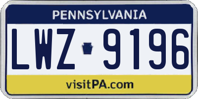 PA license plate LWZ9196