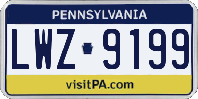PA license plate LWZ9199