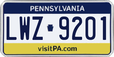 PA license plate LWZ9201