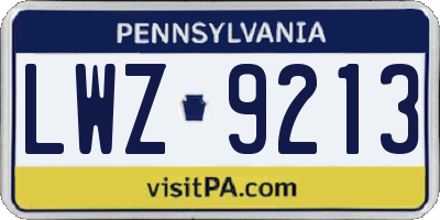 PA license plate LWZ9213