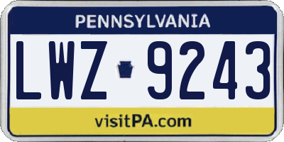 PA license plate LWZ9243