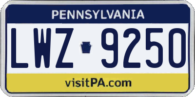 PA license plate LWZ9250